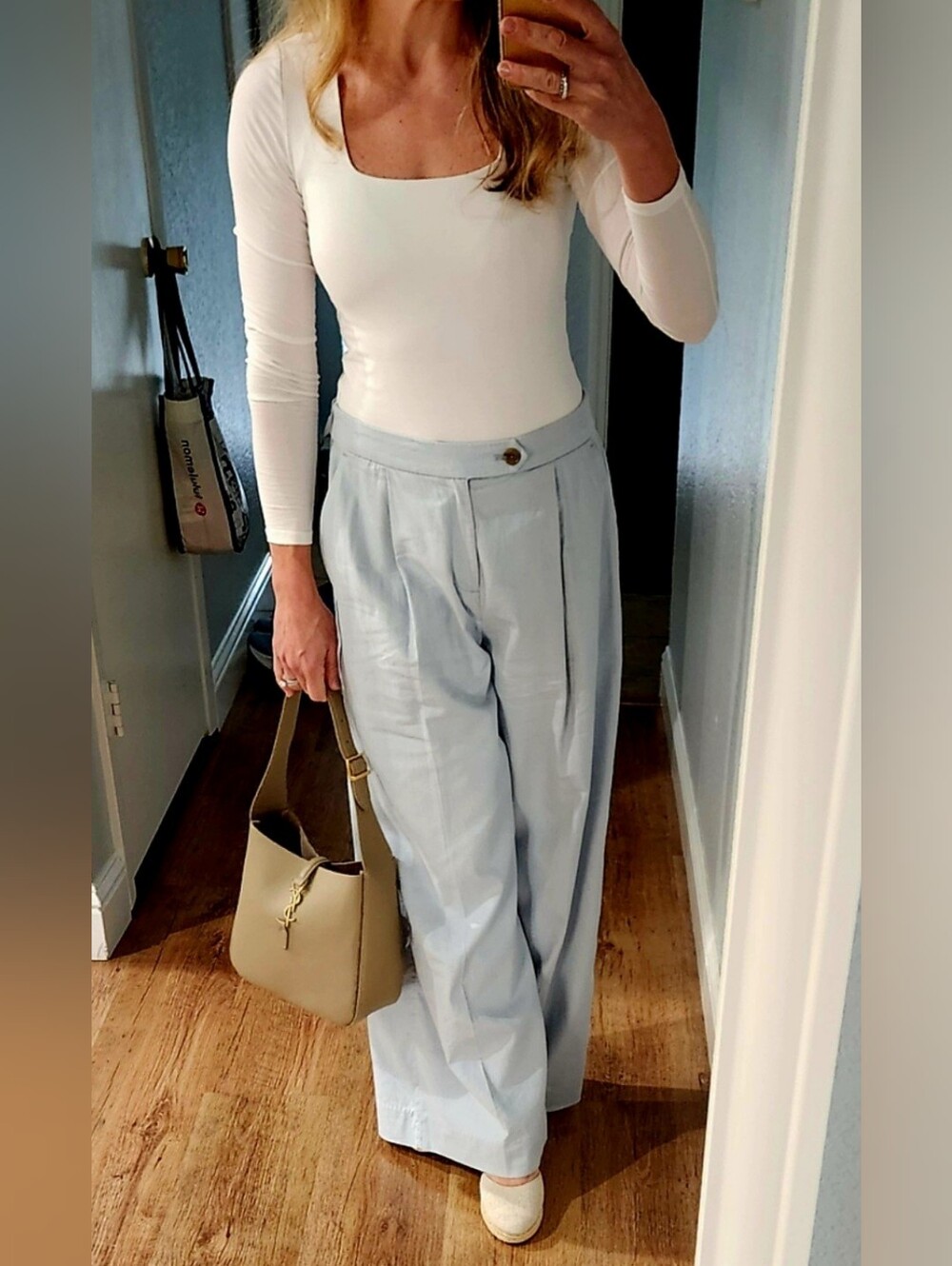 Banana Republic Light Blue Wide Leg Trousers Linen/Cotton Blend Size 4